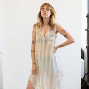 Mes Demoiselles- Gold Striped | Sheer | Split Side